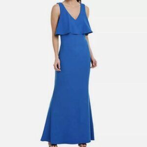 Badgley Mischka Fallyn Popover Crepe Gown 14